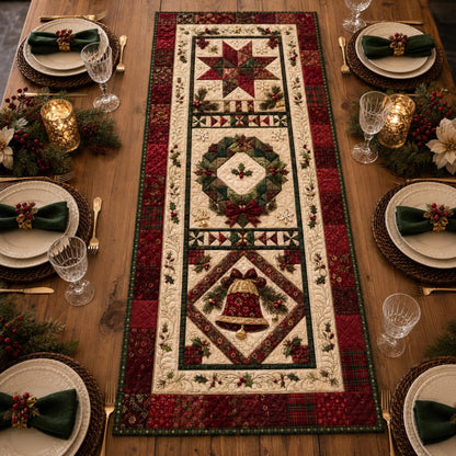 Quilted Christmas Patchwork Table Runner, Holiday Bell Decor 22883642-d802-416d-9391-d2cfe914b384-2.jpg