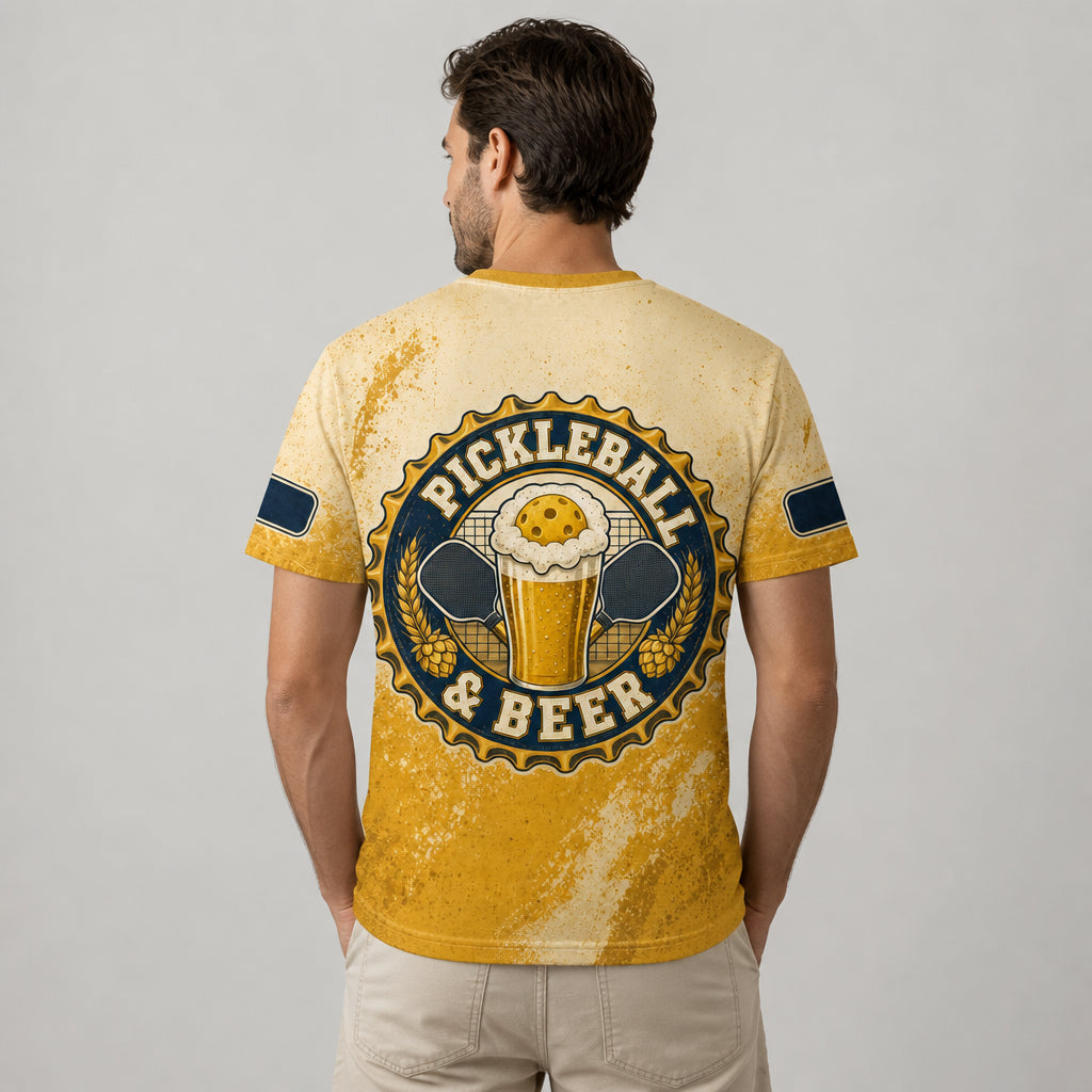Pickleball & Beer AOP Tee — Custom Name Sleeves - Personalized T-Shirt - All over printed 230ec600-4bd7-49db-8811-939c9ba38668.jpg