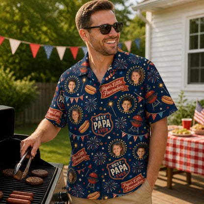 Best Papa Ever Fireworks Face Hawaiian Shirt - Lifestyle 1