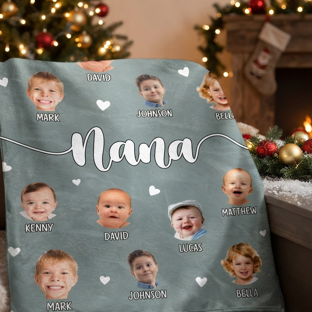 Custom Photo Kid Baby Faces - Birthday, Loving Gift For Grandma, Grandmother, Mom, Mother - Personalized Fleece Blanket, Sherpa Blanket 252aaf7a-c42b-46ec-81ac-88b290e8a903-Untitled-3.png