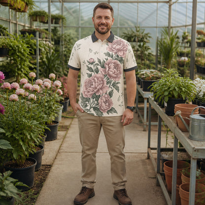 Vintage Peony Botanical AOP Polo - Polo shirt - All over printed 256bf1ad-50a3-4e9b-bf29-40efafb4d40a.jpg