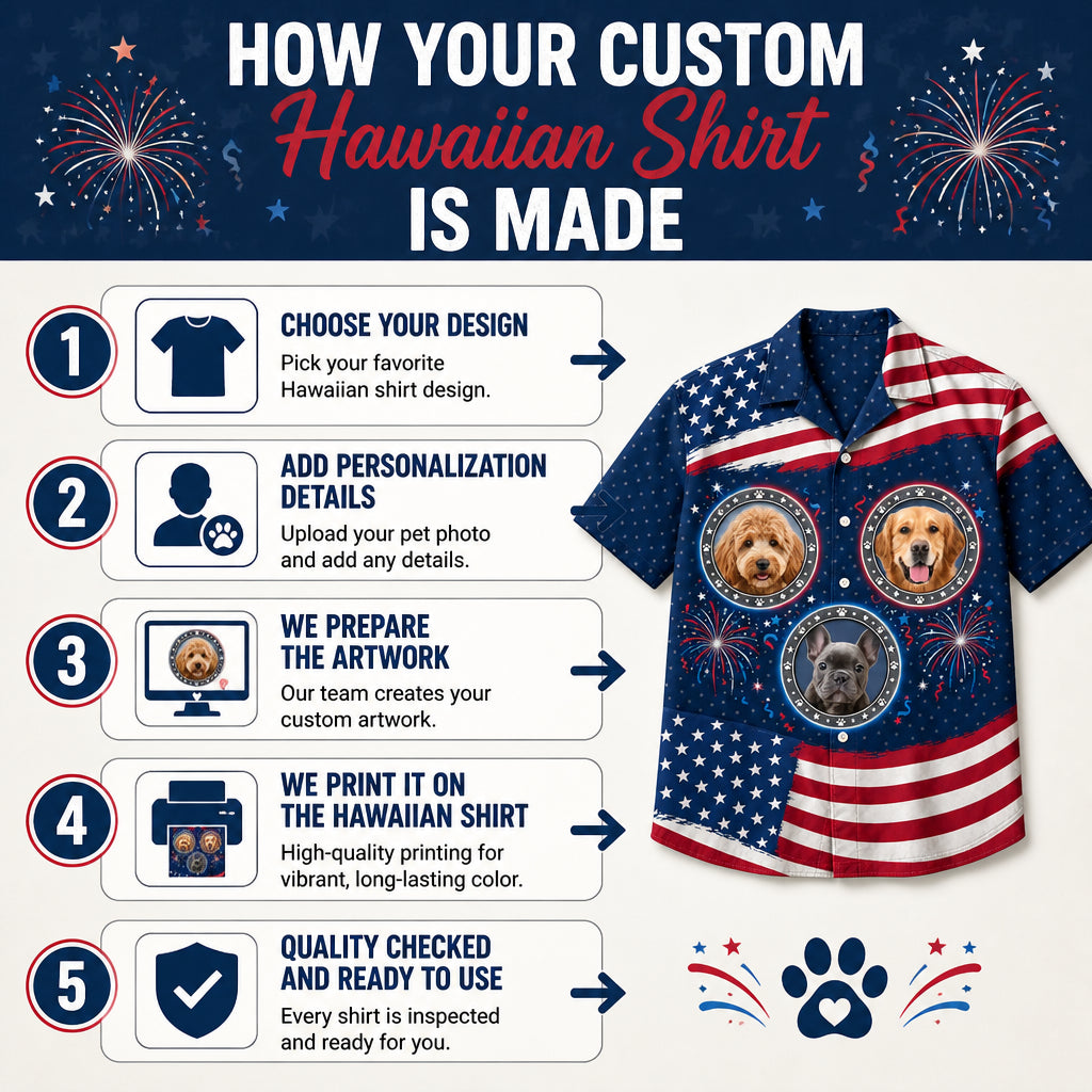 Patriotic Paws Photo Hawaiian Shirt - How it is made