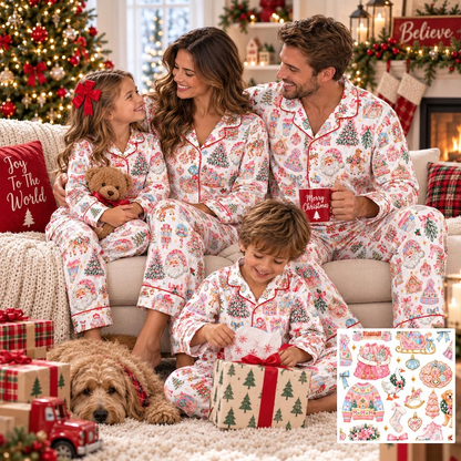 Matching Family Christmas Pajamas, Fancy Pink Grandmillennial Xmas PJs, 276266f0-5f49-441e-b6af-56d038e6bf88-t-i-xu-ng-72-.png
