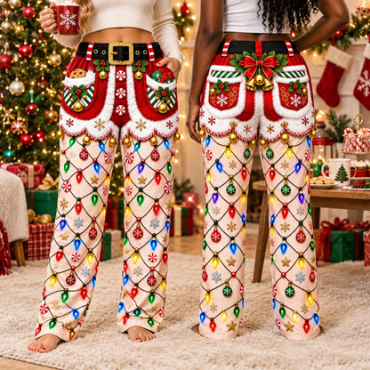 Funny Christmas Pajama Pants: Santa Suit Illusion Print, Holiday String Lights 27bc5b87-0696-4f39-8c64-b622d6ca8c9b-1.jpg