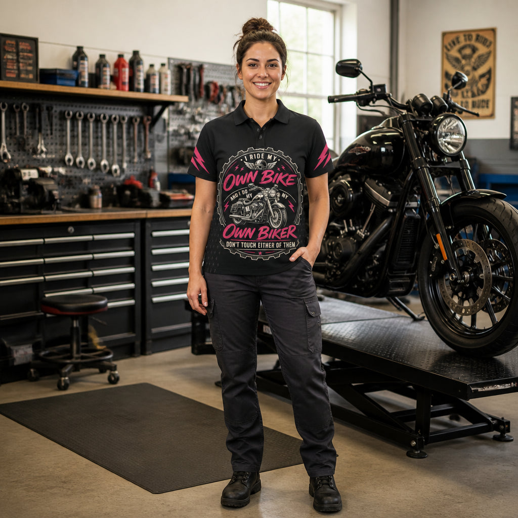 Own Bike, Own Biker — Women’s Biker AOP Polo - Polo shirt - All over printed 28289115-ce4f-46fd-a4b6-5fe453e623e4.jpg