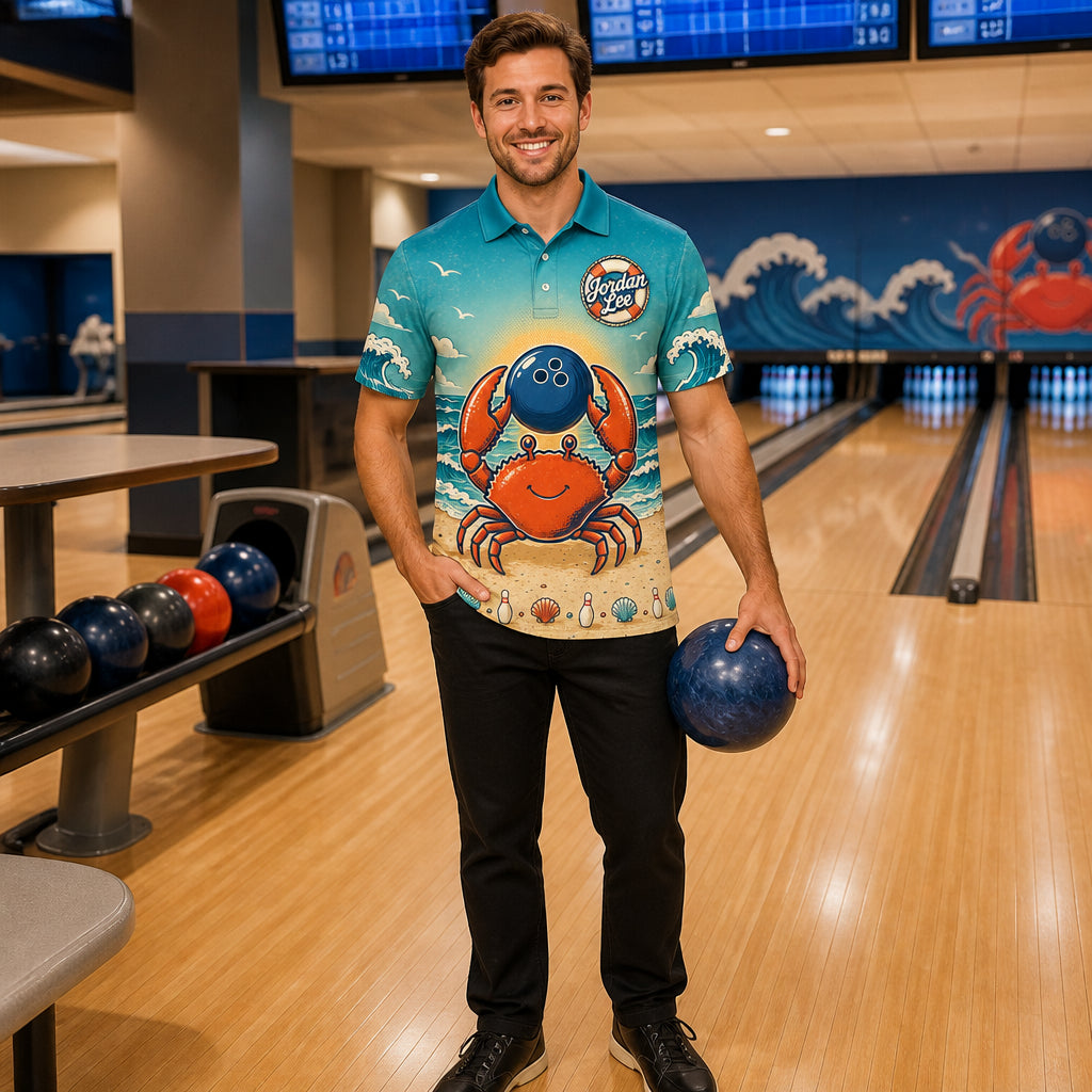 Personalized Shell Yeah, I Bowl Bowling Polo Shirt – Custom Name, All-Over Print