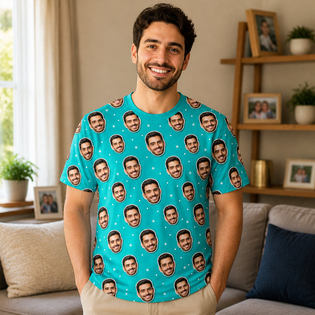 Custom Face Pattern AOP Tee - Lifestyle 2