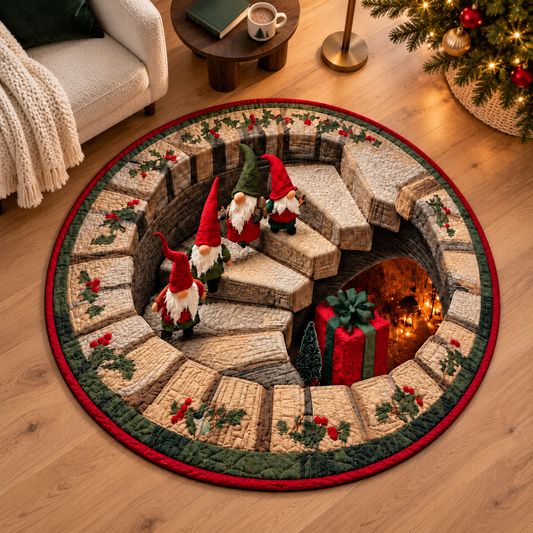 Christmas Gnome Quilted Round Rug, Faux 3D Staircase Vortex Optical Illusion Carpet, Nordic Tomte Holiday Living Room Floor Decor, Gift For Family 298fc3c1-a99d-4b44-bb8c-d5ce312312d9-Th-m-Noel-3D-trong-g-c-c-s-ch-3.png