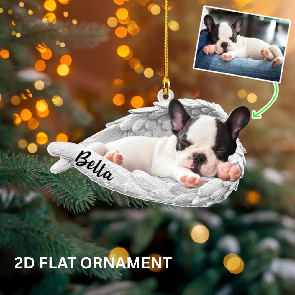 Personalized Photo Dog Loss Memorial Ornament, Sleeping Pet Within Angel Wings, Loss Pet Gifts, Dog Lovers Gift, Custom Pet Ornament Gift 2D_Fla.png