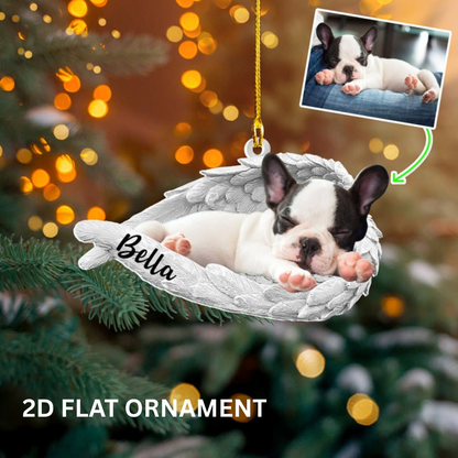 Personalized Photo Dog Loss Memorial Ornament, Sleeping Pet Within Angel Wings, Loss Pet Gifts, Dog Lovers Gift, Custom Pet Ornament Gift 2D_Fla.png