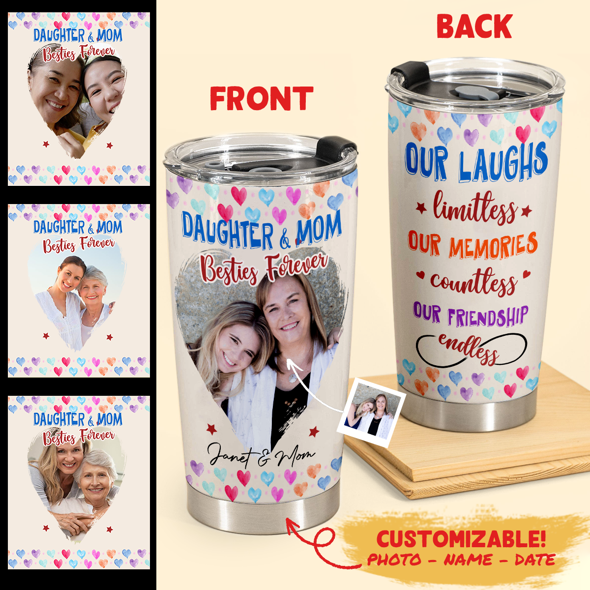 Personal Mother's Day Gifts - Daughter And Mom Besties Forever - Coffee Tumbler Personalized 2NEWcopy.png