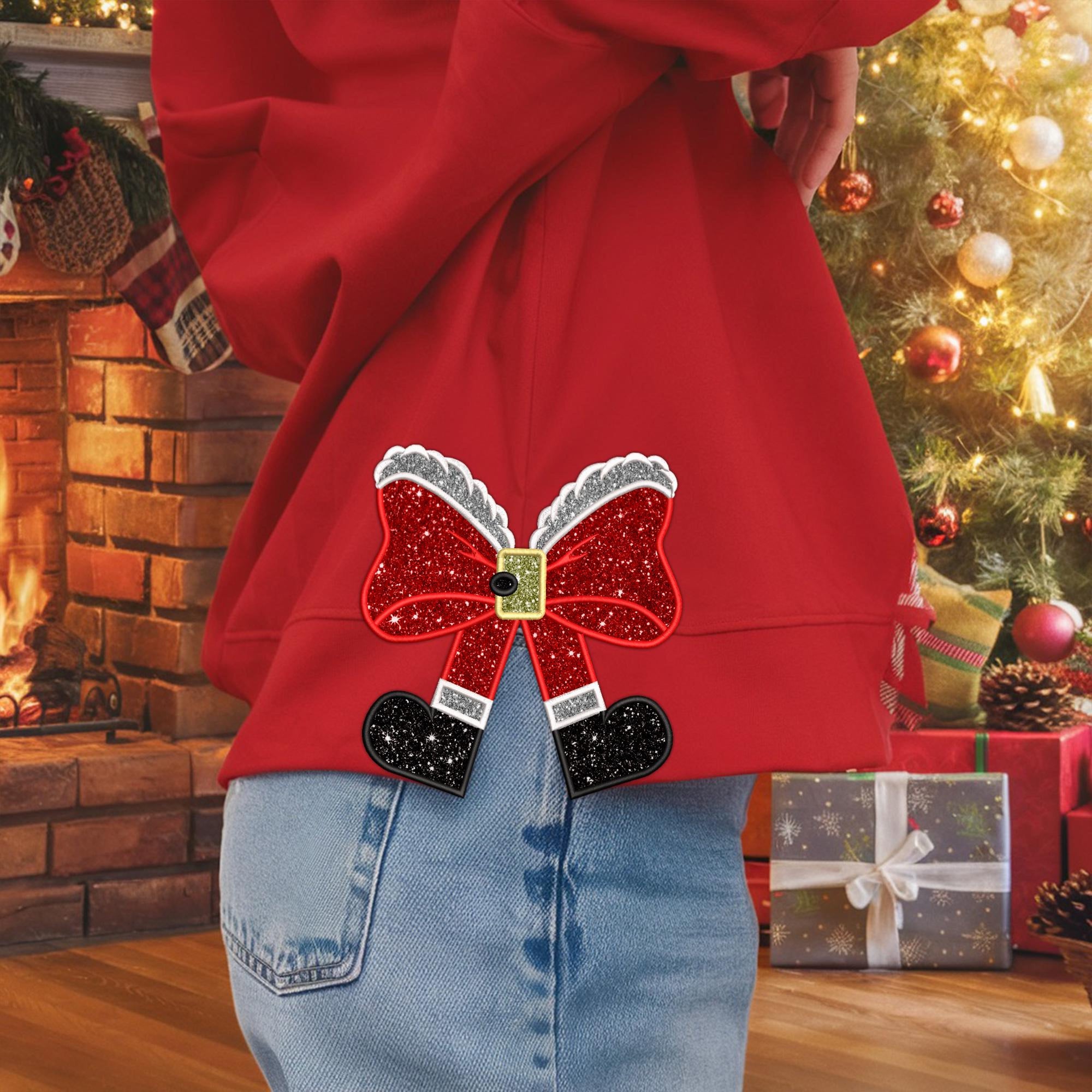 Glitter Bow Christmas, Side Bow Applique Embrodered Sweatshirt, Christmas Embroidery Sweatshirt 2_0068082a-efaa-4739-a6f7-aec1d13637a3.jpg