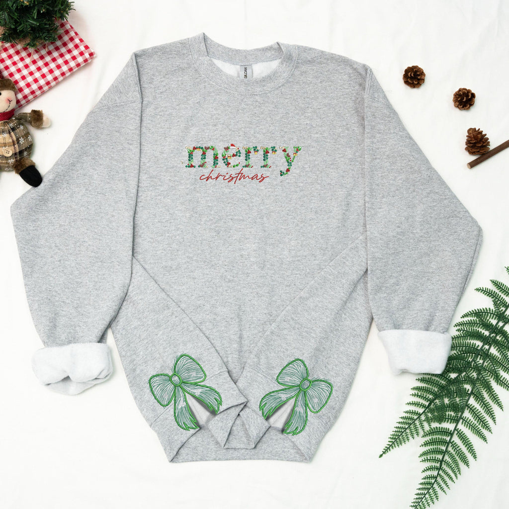Side Bow Applique Embroidered Sweatshirt, Christmas Bow Embellished Sweatshirt, Side Bow Cut-Out Sweatshirt, Holiday Crewneck Xmas 2_0154e6f2-0c1a-470a-a14c-842c4321317a.jpg