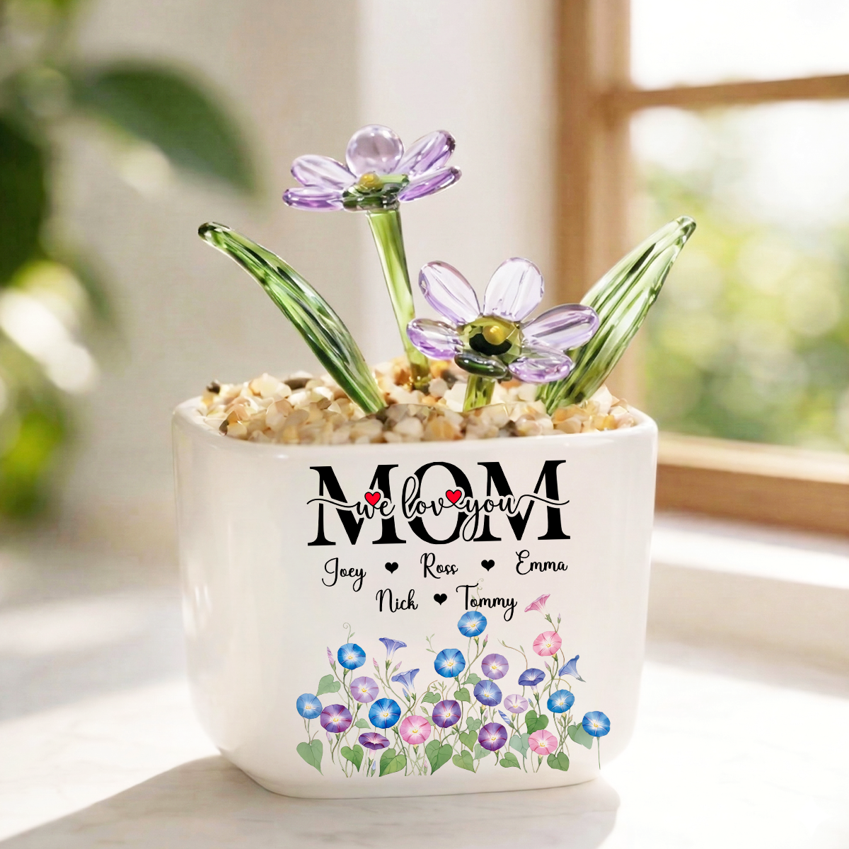Mom We Love You - Personalized Glass Everlasting Flowers