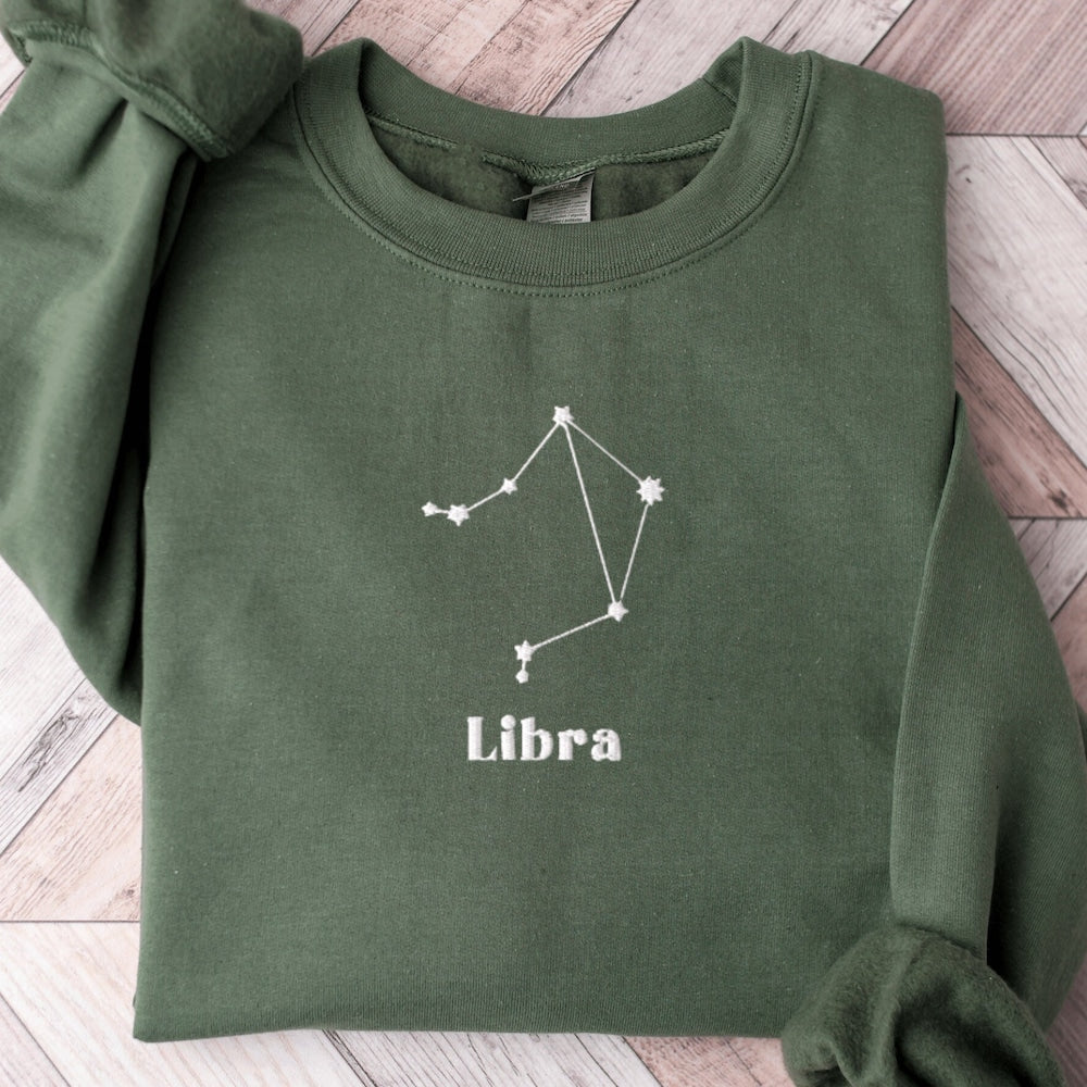Libra Embroidered Sweatshirt, Embroidered Libra Crewneck Sweater, Embroidered Zodiac Shirt, Libra Shirt, Constellation Shirt 2_0416b580-e1b6-4890-8f1b-a22c5f59fb14.jpg