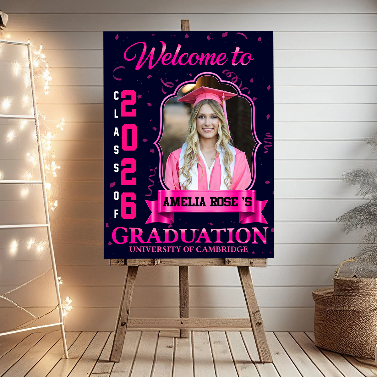 Class Of 2026 Gold Graduation Personalized Welcome Sign