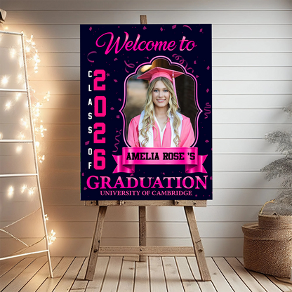 Class Of 2026 Gold Graduation Personalized Welcome Sign