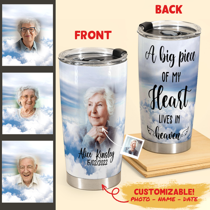 Memorial Photo Gifts - A Big Piece Of My Heart Lives In Heaven - Personalized Stainless Steel Tumbler 2_0a26dd9a-c516-499d-b2b4-6f155f7e9684.png