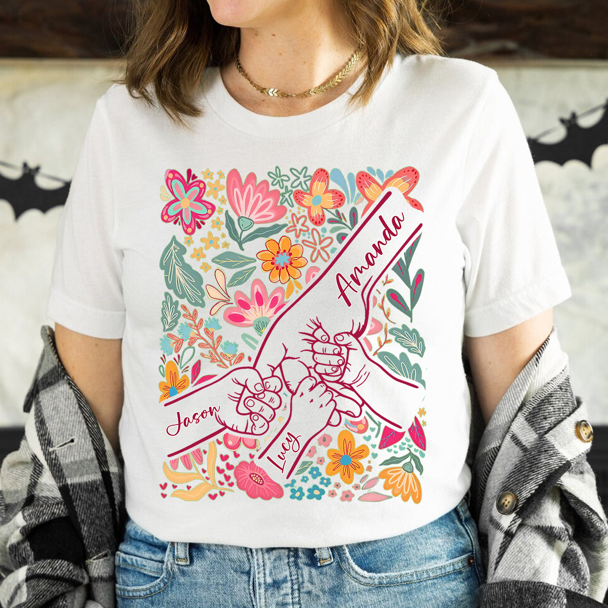 Mama Grandma & Me Forever Bond - Personalized T-Shirt For Mom Grandma