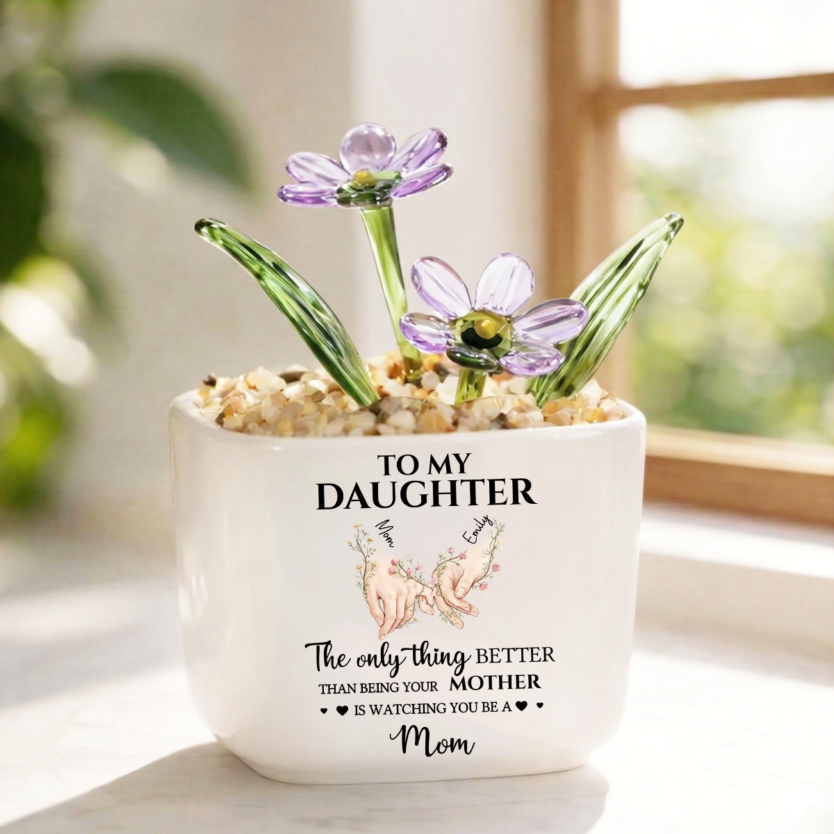 Holding Hands - Personalized Glass Everlasting Flowers