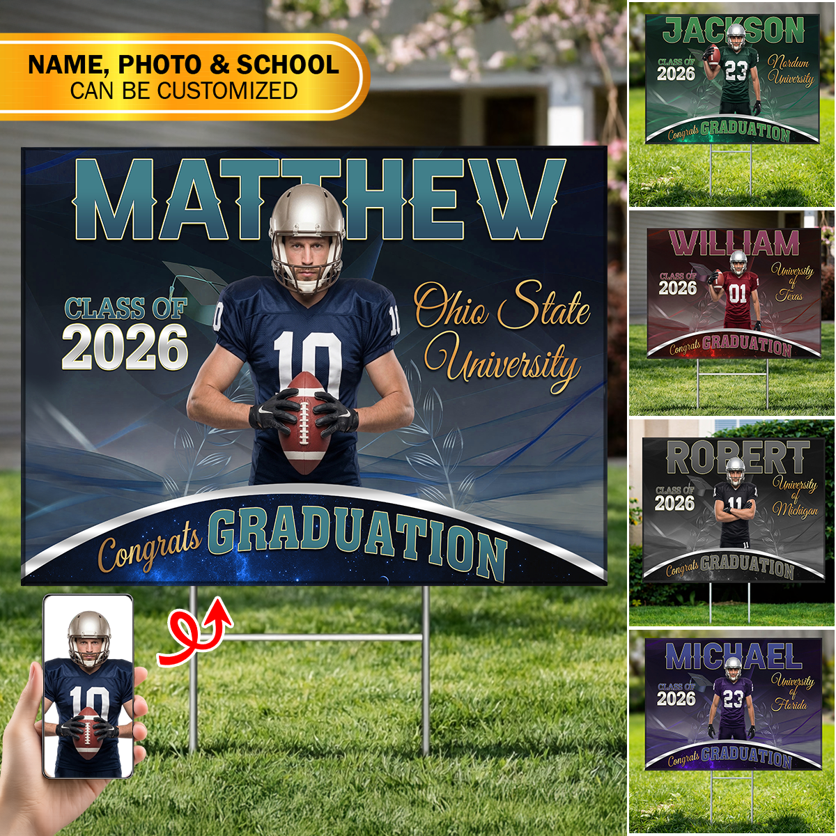 School Name Graduation Yard Sign Class of 2026 Lawn Sign