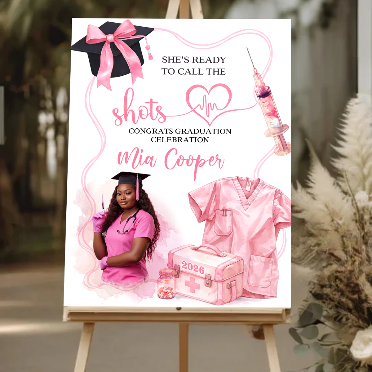 She Is Ready To Call The Shots - Graduation Welcome Sign Custom Photo Party Sign