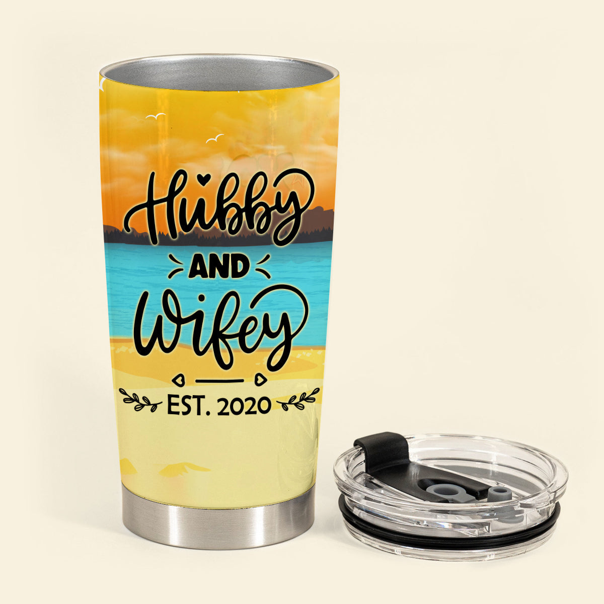 Hubby & Wifey - Personalized Tumbler - Gift For Couple, Beach, Summer Vacation 2_193cc12c-3429-433e-a5d0-49b14a150811.jpg
