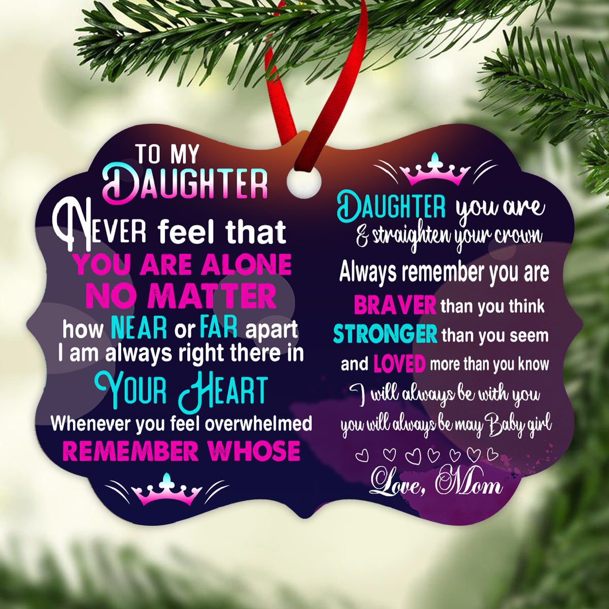 To My Daughter Never Feel That You Are Alone Butterfly - Personalized Ornament - Gift For Daughter 2_1d4497b6-b958-4358-aab0-73dde4e51f8b.jpg