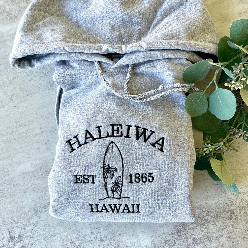 Embroidered Sweatshirt, Hawaii Sweatshirt, Summer Sweatshirt, Haleiwa Hawaii Sweatshirt, Hawaii Sweatshirt, Embroidered Hawaii Crewneck, 2_1d9521a6-4be3-45ca-9d7b-a56daf33d20a.jpg