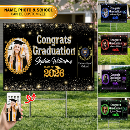 Glitter 26 Graduation Yard Sign Class of 2026 Lawn Sign