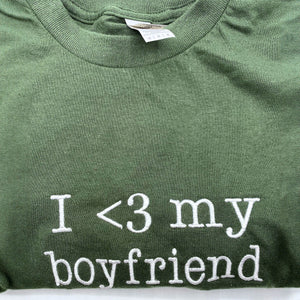 I Love My Girlfriend Embroidered Sweatshirt Hoodie, Embroidered Initials On Sleeve, Gift For Couple