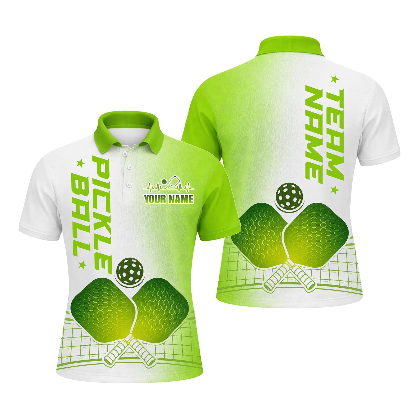 Men's Pickleball Polo Shirt Personalized Name Team