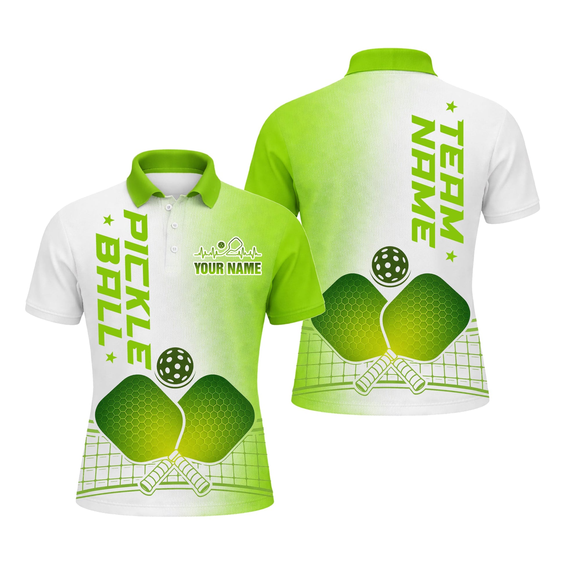 Men's Pickleball Polo Shirt Personalized Name Team