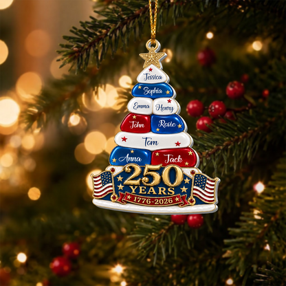 Stars And Stripes Christmas Together We Make A Family Tree - Personalized 3D Ornament