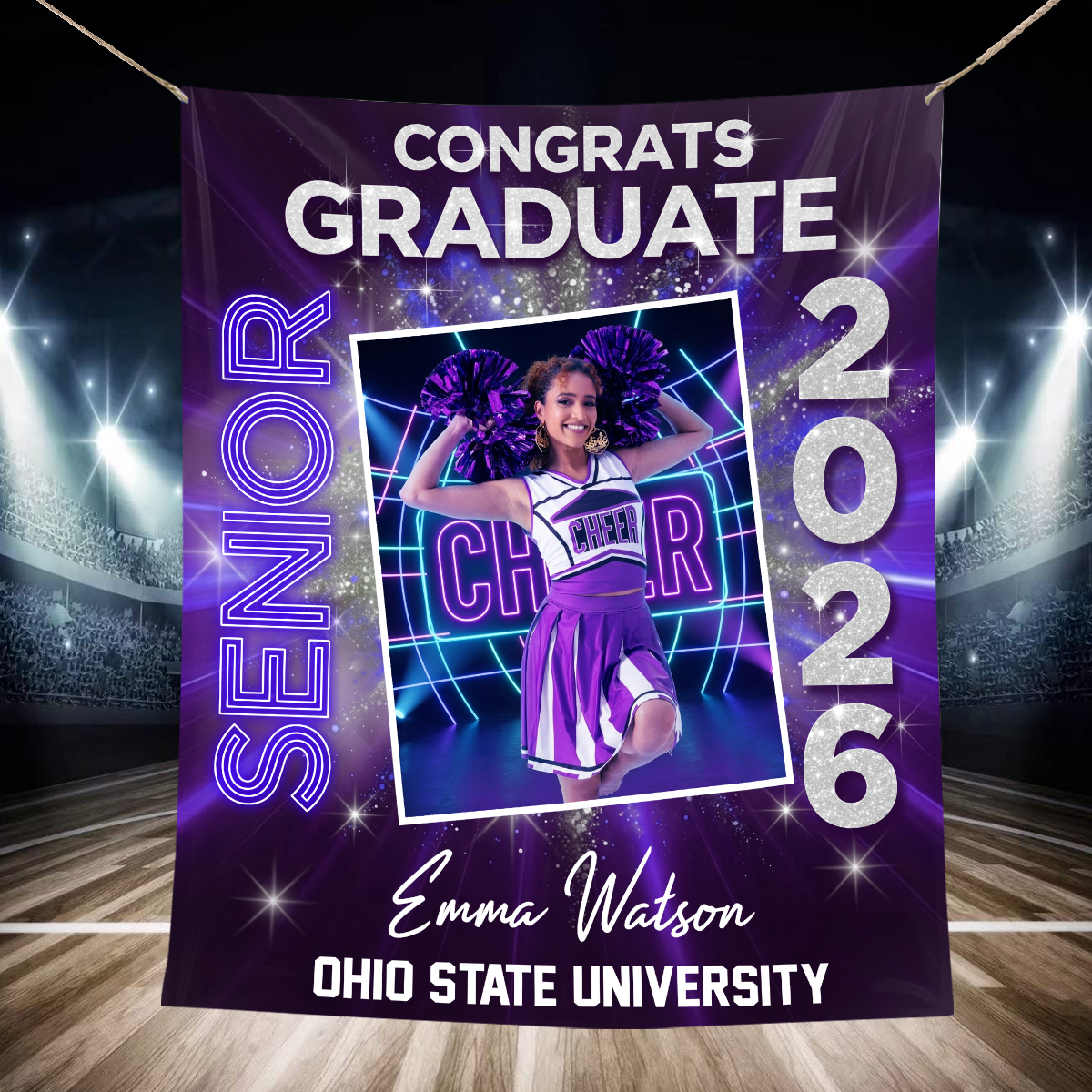 Grad Custom Photo Neon Personalized Graduation Backdrop