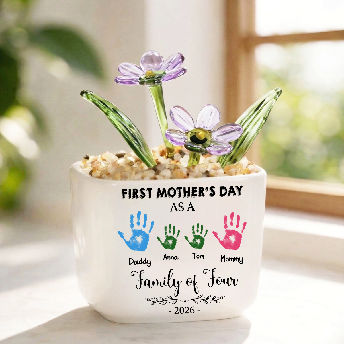 First Mother's Day Personalized Glass Everlasting Flower
