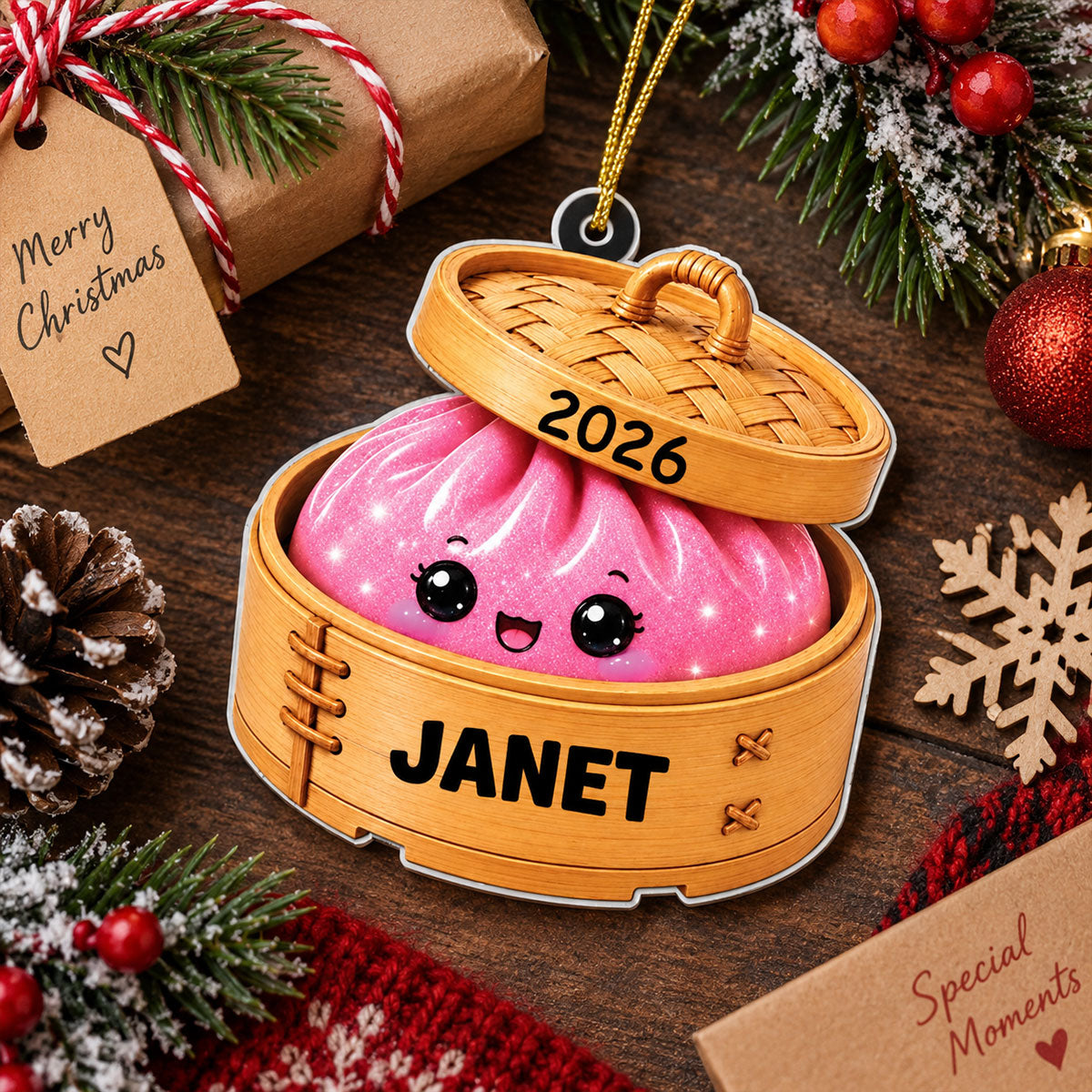 Cute Dumpling Acrylic Ornament - Personalized Ornaments for Kids