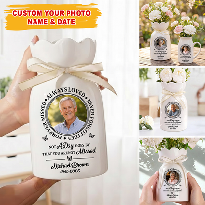 Always Loved Personalized Custom Ribbon Tie Flower Vase