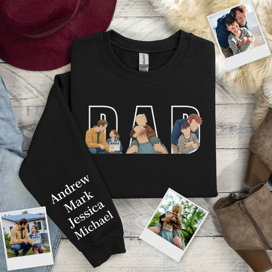 Custom Portrait Hoodie - Embroidered Dad Sweatshirt - Father's Day Gift