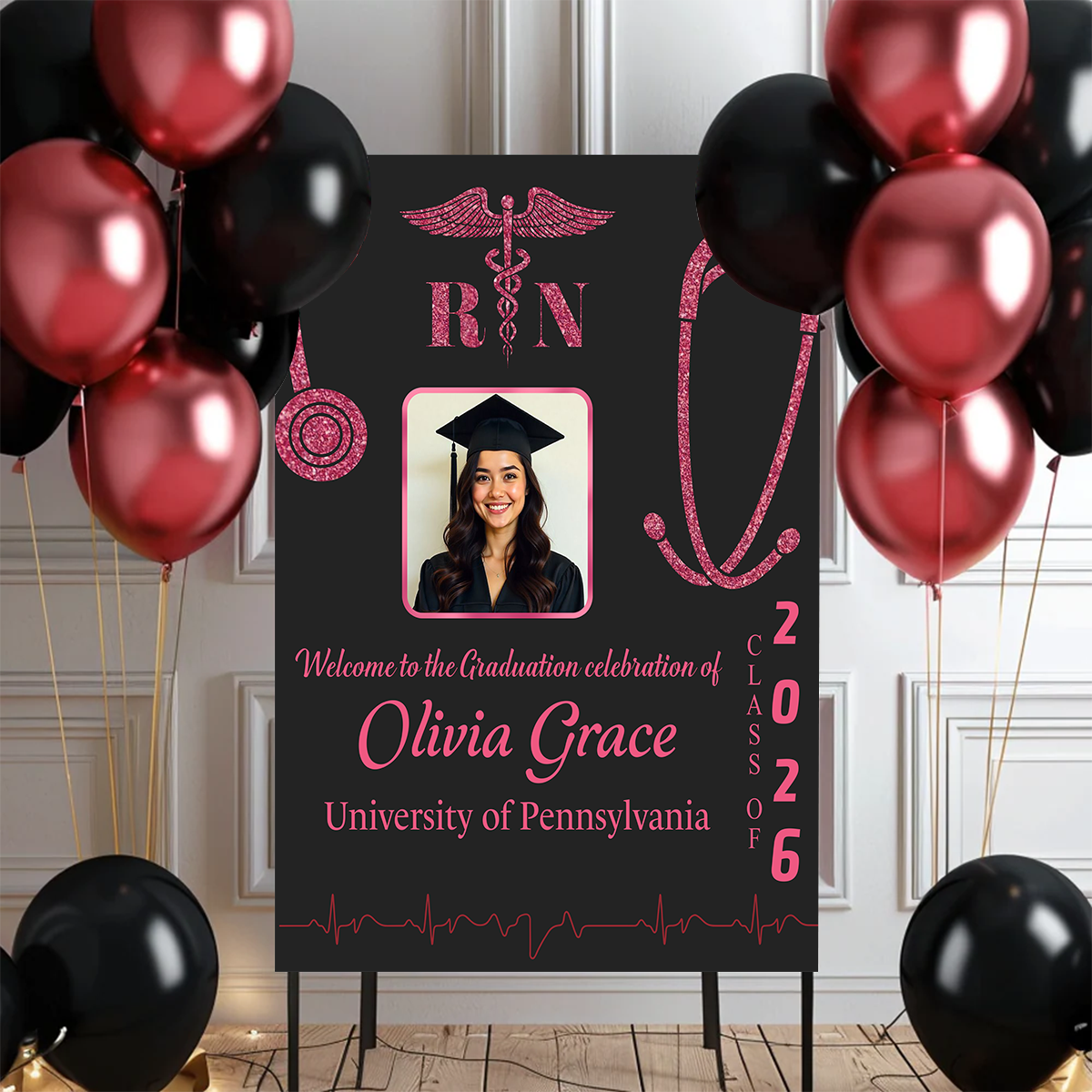 Graduation Nurse Photo Personalized Welcome Sign Party