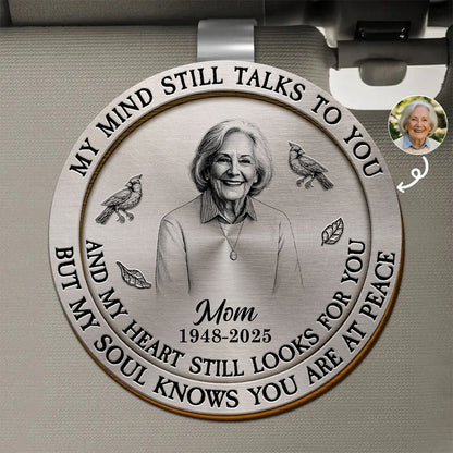 Custom Photo Pencil Sketch Memorial My Mind Still Talks To You - Personalized Custom Shaped Car Visor Clip