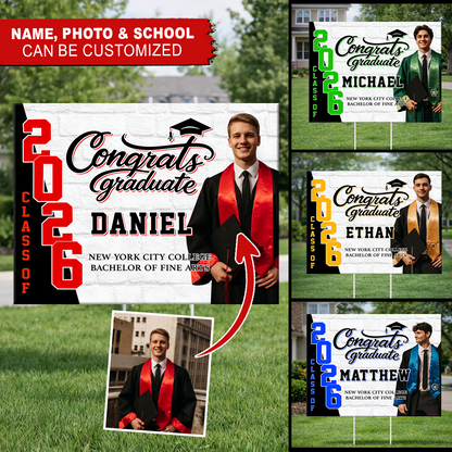 Modern Graduation Yard Sign - Class of 2026 Lawn Sign