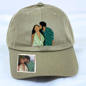 Custom Embroidered Couple Portrait Classic Cap from Photo