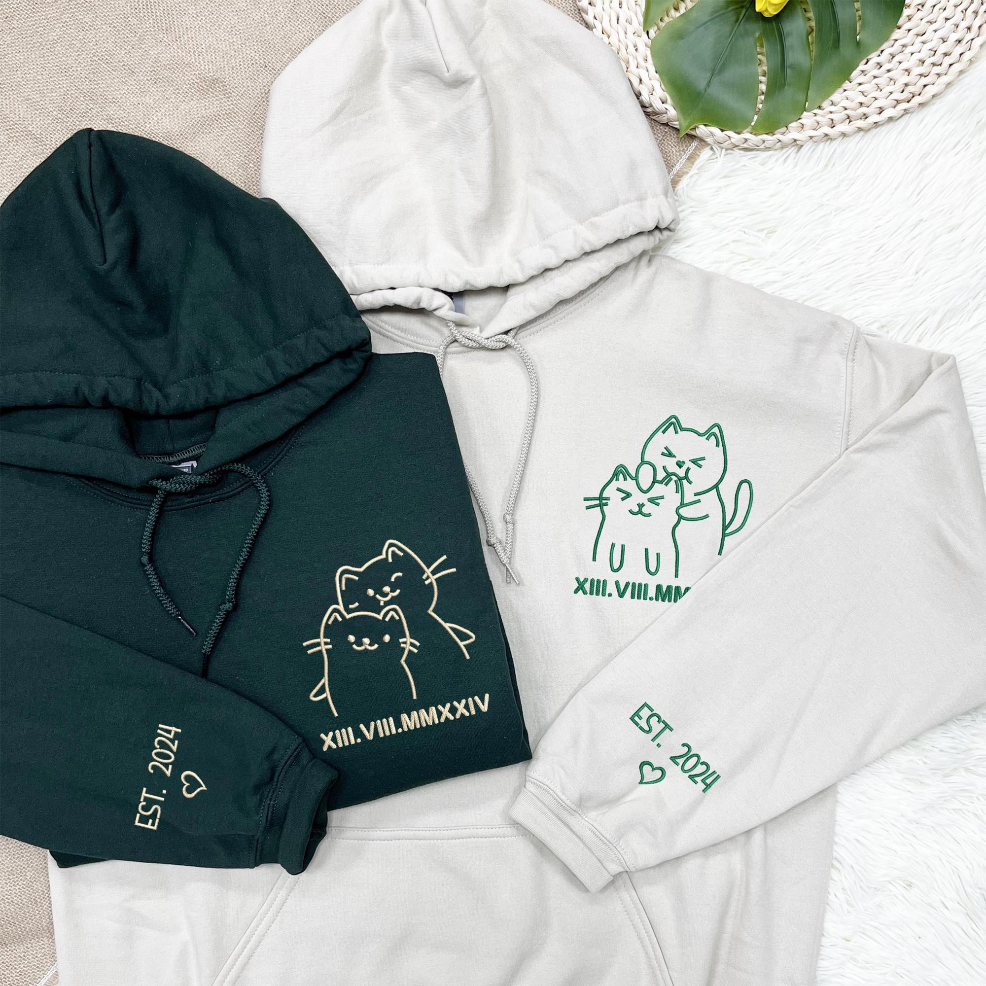 Doodle Cat Love Sweatshirt, Cat Sweatshirt, Embroidered Couple Hoodie, Matching Hoodies for Couples, Best Couple Gifts 2_3fa24b56-39c9-43ab-9b9e-be1da82ff4ce.jpg