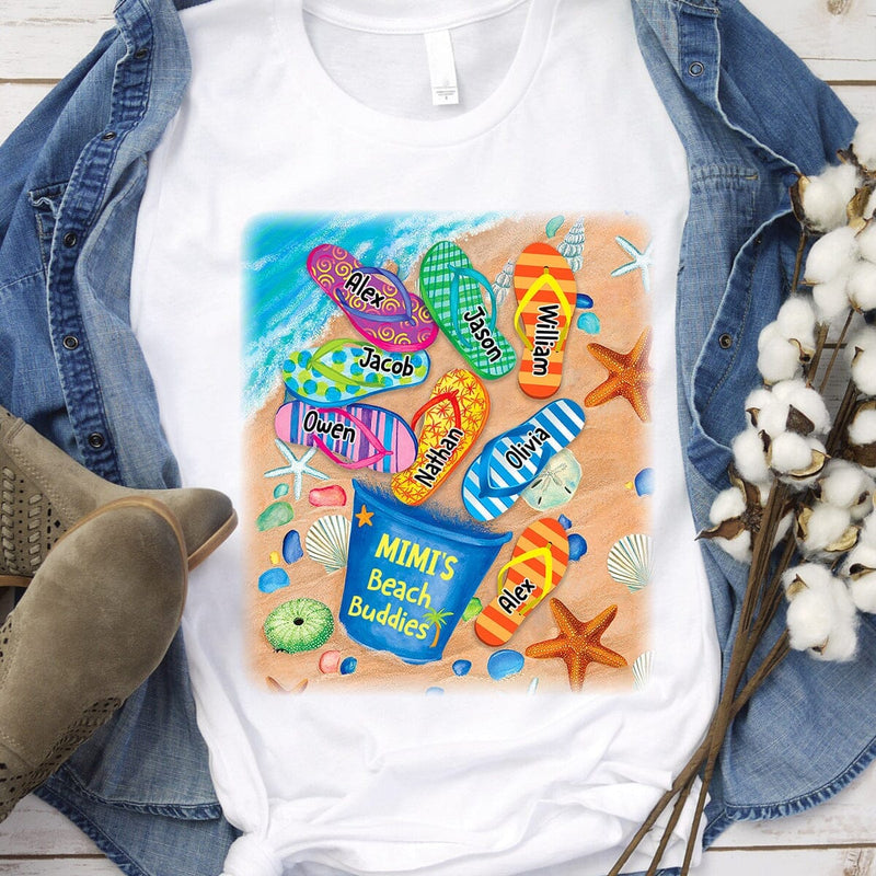 Grandma's Beach Buddies Summer Flip Flop - Personalized T-Shirt - Gift For Grandma, Summer Vacation 2_4338dc46-881f-489d-9ee9-0afae8c1d286.jpg