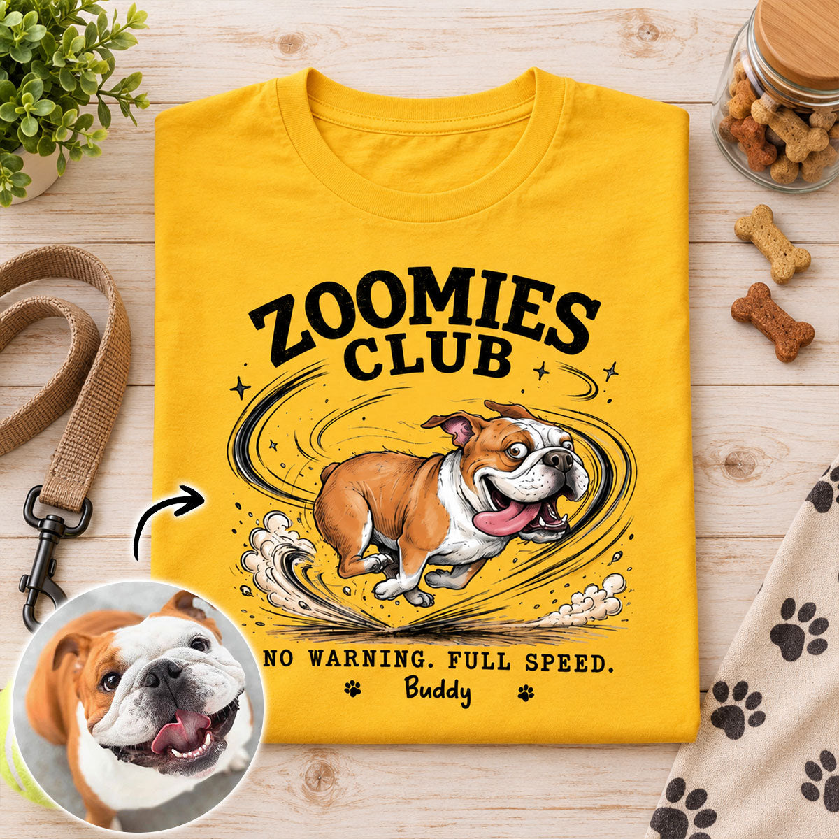 Zoomies Club Official Member Quirky Dog Portrait From Your Custom Pet Photo - Personalized Shirt - Funny Gift For Dog Cat Lover