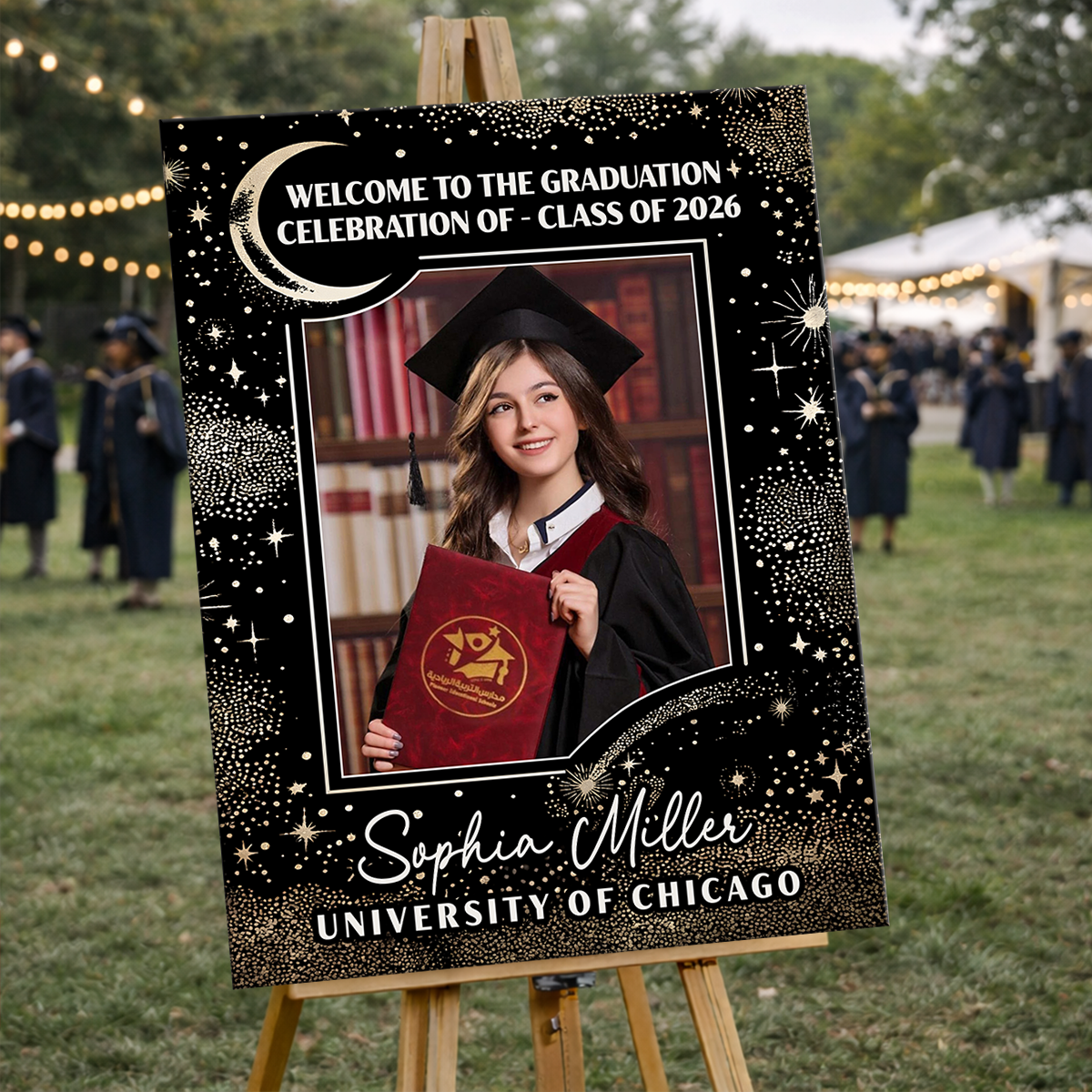 Graduation Moon and Star - Personalized Welcome Sign