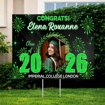 Firework Graduation Yard Sign - Class of 2026 Lawn Sign
