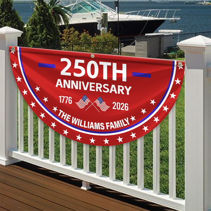 Custom Family Name 250th Anniversary 1776-2026 America Non-Pleated Fan Flag