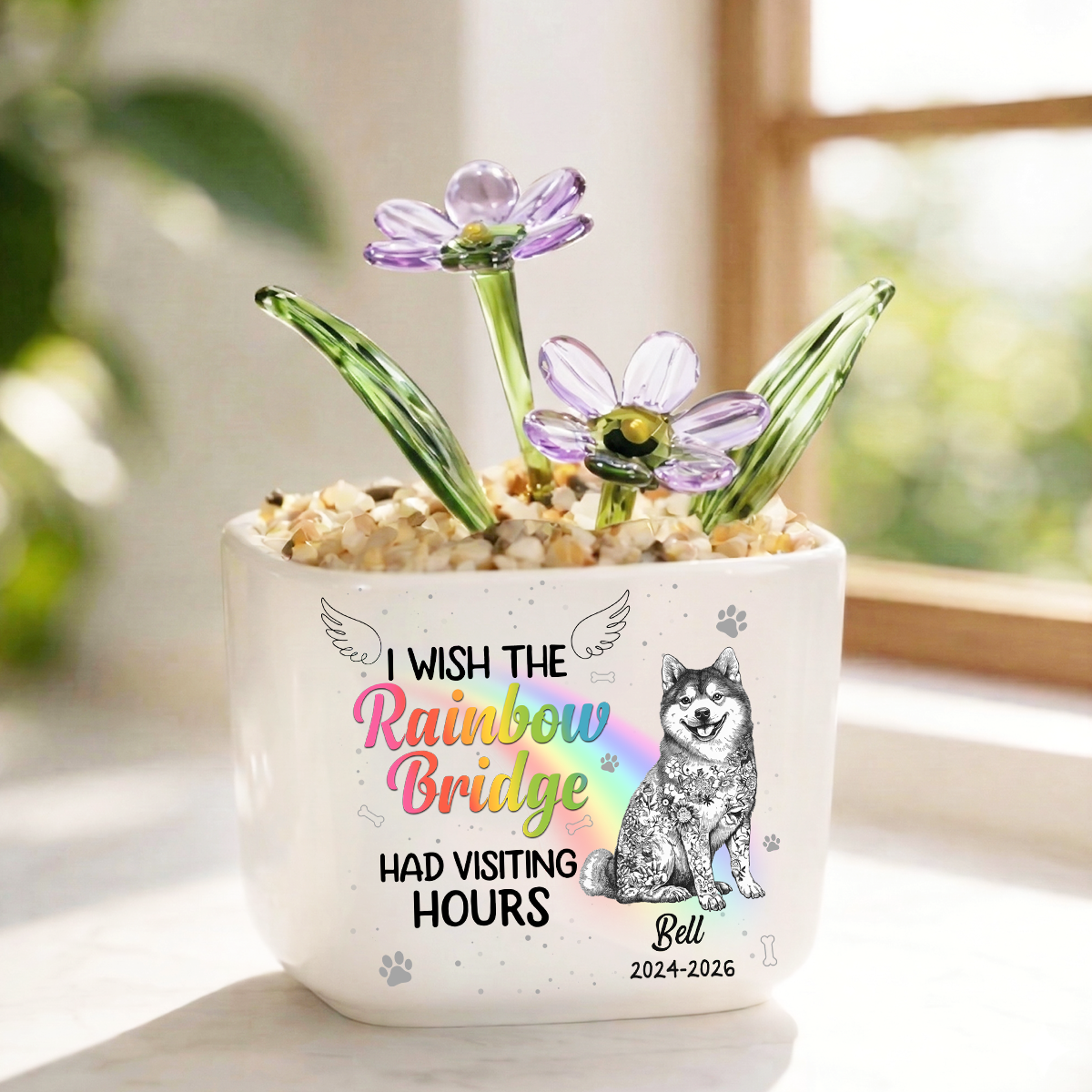 Piece Of My Heart Personalized Glass Everlasting Flowers